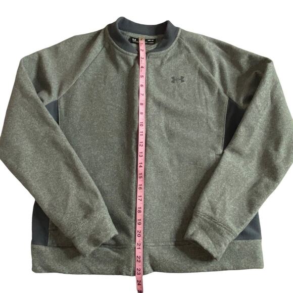 Under Armour Cold Gear Fleece Bomber Jacket Gray Women's Medium Loose Fit Active - Picture 14 of 16